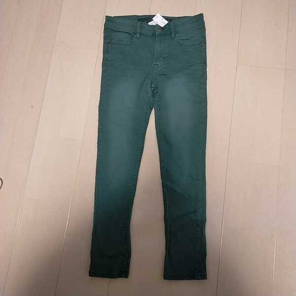 H&M 140cm 新品　未使用　タグ付き　スーパーストレッチ　グリーン　緑　スリム　デニム　ジーンズ　ロングパンツ　子供　キッズ　 