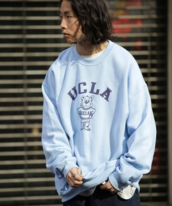 XL/バックプリント/WEB限定/FREAK'S STOREフリークスストア×UCLA/ユーシーエルエー/パーカー/スウェット/ビックシルエット/サックスブルー