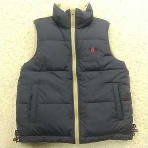 VAN mini Van minivan Point with logo reversible down vest Kids 130cm beige × navy nylon the best VANJAC