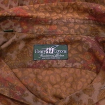 Henry Cotton's ヘンリーコットンズ 90's オールド イタリア製 ペイズリー 総柄 長袖シャツ ドレスシャツ デザインシャツ 茶色 L サイズ_画像4