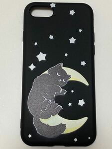 新品iphoneケース7/8/SE2.3用 黒猫と月のスマホケース　cat ネコかわいい　可愛い　癒し　cat アニマル　メルヘン漫画　動物　猫