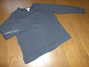 FOREVER21 フォーエバー２１ スウェット セーター グレー(モカ) ニット スウェット バックジップ US:S size 　送料５２０円!! USED!!