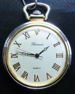 Diamante Diamante * pocket watch quartz silver color * operation goods *K0123385