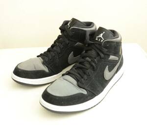 美used NIKE AIE Jordan 1 Mid Nylon Black Anthracite エアジョーダン US9.5