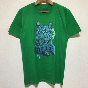 [即決古着]seedleSs/シードレス/smoking cat Tシャツ/グリーン/Sサイズ