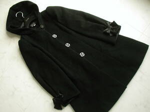  Cynthia Rowley. coat * size 2* black * black / hood /biju- button /ito gold 