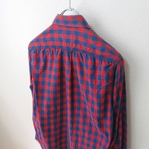 KEATON CHASE キートンチェイス ブロックチェックシャツ ボタンダウンシャツ 赤紺 レッド sizeS 美品 日本製_画像5