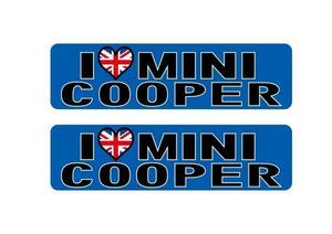 I LOVEミニクーパー minicooper ステッカー ミニクーパー ユニオンジャック ハート mini BMW デカール シール 1枚 青