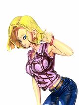 リペイント 二次元彩色 ドラゴンボール 18号 頭髪追加 二次元塗装 2次元彩色 2D 塗装済み完成品 イラスト風 アニメ塗り glitter&glamours_画像1