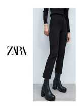 未使用【ZARA】センタープレス ミニフレア レギンスパンツ(S)ブラック_画像1