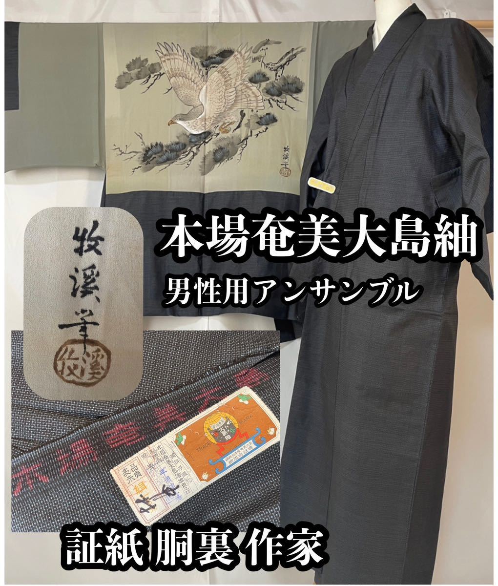男性物の大島紬反物と裏地のセット 浴衣/水着 着物 www.srvhb.com