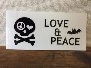 ★在庫整理Sale★ ■ スカル 骸骨 love peace ピース☆ 平和 愛 自由 幸福 王冠 カッティング ステッカー シール デコ A ブラック