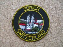 70s スイス ZURICH チューリッヒ SWITZERLANDワッペン/ビンテージ刺繍PATCH紋章BADGEパッチ旅行 土産スーベニア中立EMBLEMエンブレム城 D①_画像1