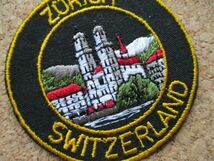 70s スイス ZURICH チューリッヒ SWITZERLANDワッペン/ビンテージ刺繍PATCH紋章BADGEパッチ旅行 土産スーベニア中立EMBLEMエンブレム城 D①_画像2