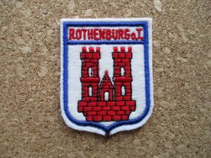 80s ドイツRothenburg ob der Tauberローテンブルク ビンテージ ワッペン/ブレザー紋章パッチ旅行エンブレムantiqueヨーロッパPATCH D⑤