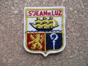 70s フランス FRANCEサン・ジャン・ド・リュズST JEAN DE LUZビンテージ ワッペン/紋章パッチ帆船エンブレムantiqueリゾートPATCH D⑤