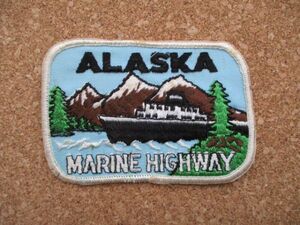 70s ALASKA MARINE HIGHWAY アラスカ ワッペン/ALASKA船ビンテージ旅行ジョークVintageマリンハイウェイ雪山スーベニアPATCHフェリーUSA D6