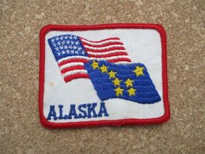 70s ALASKA アラスカ星条旗ワッペン/国旗ALASKA旗ビンテージ旅行ジョークVintageフラッグFLAGスーベニアPATCH土産USA D6