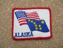 70s ALASKA アラスカ星条旗ワッペン/国旗ALASKA旗ビンテージ旅行ジョークVintageフラッグFLAGスーベニアPATCH土産USA D6_画像1
