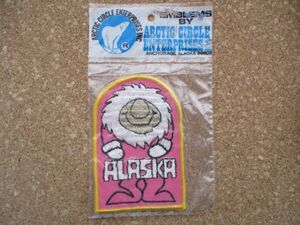 70s ALASKA アラスカ ワッペン/原住民イヌイットEskimoエスキモーALASKAビンテージ旅行インディアンVintageスーベニアPATCH土産USA D6