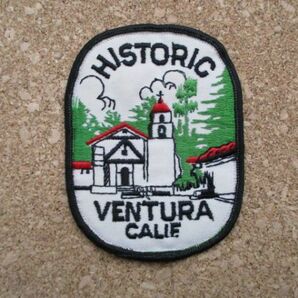 70s カリフォルニア州ベンチュラHISTORIC VENTURA CALIF.ワッペン/ビンテージUSA教会アメリカMission San BuenaventuraスーベニアPATCH D7の画像1