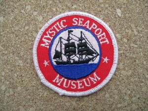 80s ミスティック シーポート博物館MYSTIC SEAPORTコネチカットMUSEUMワッペン/船ビンテージ アメリカVintage海洋歴史協会PATCH帆船USA D7