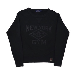 POLO RALPH LAUREN クルーネックスウェット S ブラック コットン 両V 裏起毛 NEW YORK GYM プリント