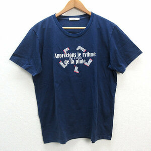 y■エーグル/AIGLE アウトドア プリントTシャツ■紺【メンズXL】MENS/21【中古】