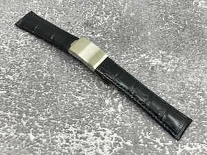 送料無料 腕時計ベルト クラシック レザーベルト カラー：ブラック/シルバー ラグサイズ：20mm【対応モデル ロレックス ROLEX チューダー】