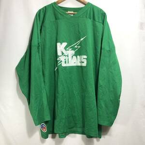 ■ CANADA製 Athletic Knit ” TITANS ” メッシュ地 ホッケー シャツ 古着 サイズXXL グリーン アメカジ スポーツ ■