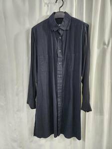 2015aw BLACK scandal yohji yamamoto 黒 ロング切替えブラウス (HY-B24-805)