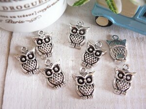  charm ....8 piece owl silver pendant head fastener top handicrafts parts handmade materials #2817