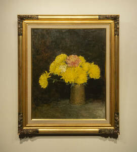 Art hand Auction He 卫 1990 Chrysantheme Ölgemälde gerahmt authentisch garantiert China moderne und zeitgenössische Malerei zeitgenössische Kunst, Malerei, Ölgemälde, Stillleben