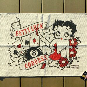 ◆送料無料◆【ベティちゃんコットンマット】※《Betty Boop・LUCK》ベティ・ブープ 生成りの画像2