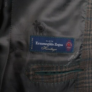 新品12.9万円 大手百貨店扱い 秋冬『Ermenegildo Zegna ゼニア Heritage 伊製生地』ウール100% チェック柄 ジャケットA5茶(E) 3053050の画像6