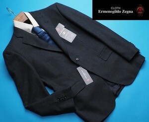 新品12.9万円 大手百貨店扱い 秋冬『Ermenegildo Zegna ゼニア 伊製生地』カシミヤ混ウール ライトフランネルジャケットAB8紺灰(C) 3251450