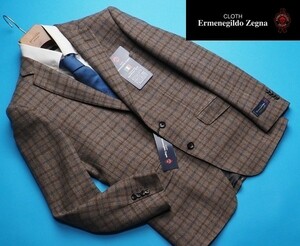 新品12.9万円 大手百貨店扱い 秋冬『Ermenegildo Zegna ゼニア Trofeo Cashmere 伊生地』カシミヤ混フランネル ジャケットAB8茶(D) 3053060