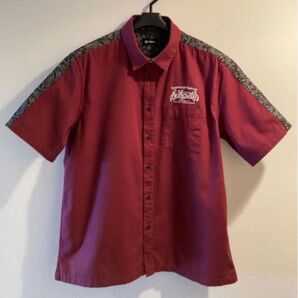 サブサエティー 半袖ワークシャツ ペイズリー 刺繍ロゴ コットン