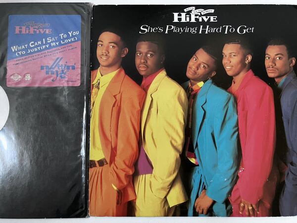 送料無料 HI-FIVE 2枚 SHE'S PLAYING HARD TO GET / WHAT CAN I SAY TO YOU (TO JUSTIFY MY LOVE)