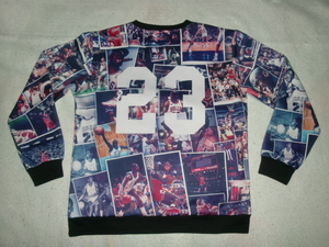 * rare article M.JORDANhi -stroke Lee photo graphic sweatshirt M Michael Jordan photo ko Large .