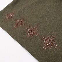◆Max Mara STUDIO マックスマーラ スパンコール装飾 刺繍 ウール 半袖 ワンピース ブラウン_画像4