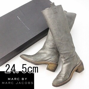 ●MARC BY MARC JACOBS マーク バイ マークジェイコブス メタリック レザー ロング ブーツ 37 1/2