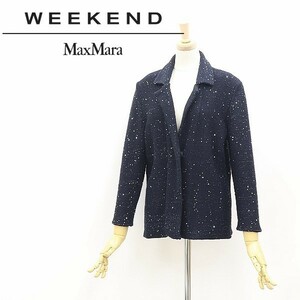 *Weekend Max Mara we k end Max Mara украшен блестками оборудование орнамент хлопок вязаный жакет темно-синий M