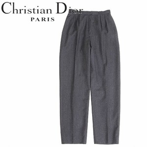 ヴィンテージ◆Christian Dior クリスチャン ディオール ウール タック センタープレス スラックス パンツ チャコールグレー L