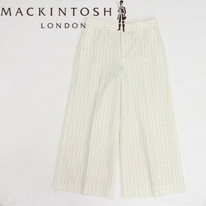 美品◆MACKINTOSH マッキントッシュ ストライプ柄 クロップド パンツ オフホワイト 36