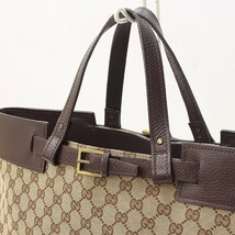 ◆GUCCI グッチ 106251 GG柄 キャンバス×レザー ハンド トート バッグ ブラウン×ベージュ_画像5