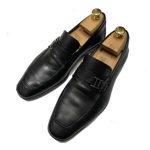 MAGNANNI マグナーニ ローファー 40(25.0~25.5cm) Uチップレザーシューズ 靴 メンズ ブラック 黒革 男性用 ビジネスシューズ