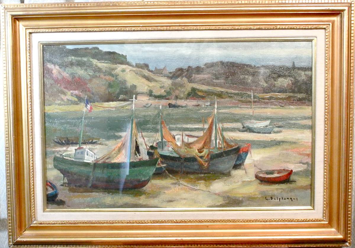 Delplanque 海辺の風景 油彩 真作 フランス絵画 最後の印象派, 絵画, 油彩, 自然, 風景画