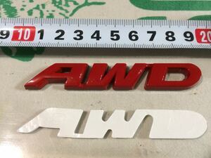 エンブレム AWD 赤 レッド 汎用 国産 us ジープ チェロキー ラングラー jeep 4wd トラック dodge ford chevy GM USDM