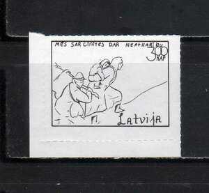 181430 ラトビア 1920年 反ソ連反共産主義宣伝地下組織切手 300k 未使用NH